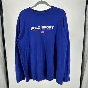 Vintage Polo Sport Ralph Lauren American Flag Long Sleeve Shirt Size Large